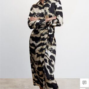 Mango Black and Cream Patterned Dress